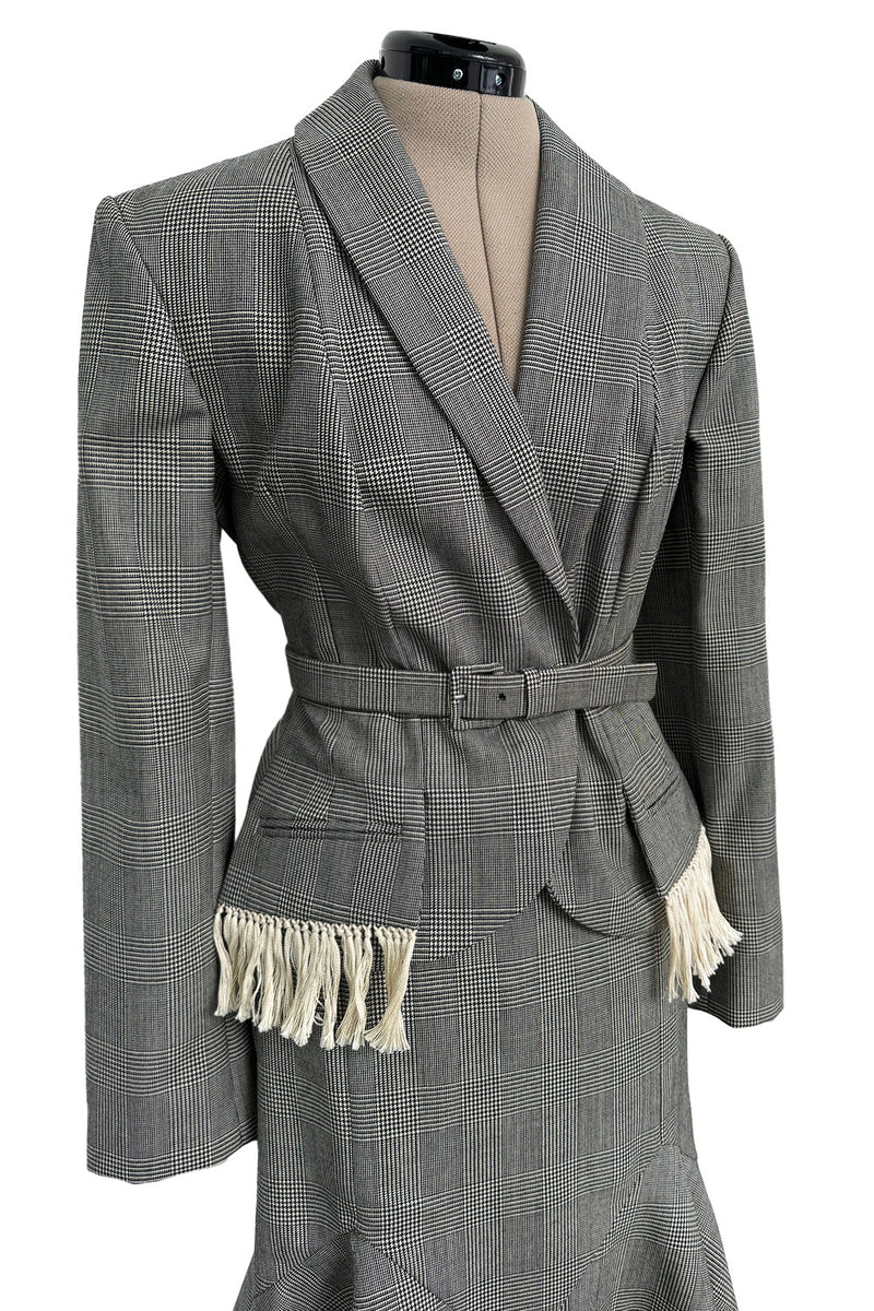 Incredible Fall 1999 Christian Dior by John Galliano Jacket & Skirt Suit Set w Fringe Detailing