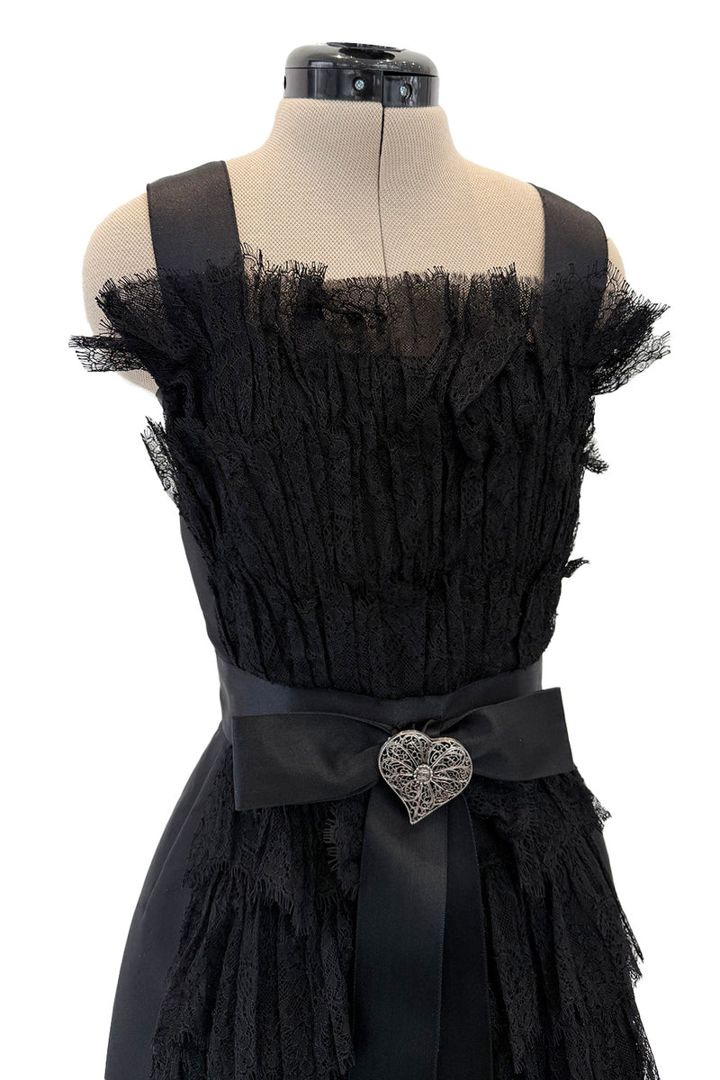 Exceptional Pre-Fall 2015 Chanel by Karl Lagerfeld Runway Look 83 Black Silk & Lace Metiers d'Art Dress