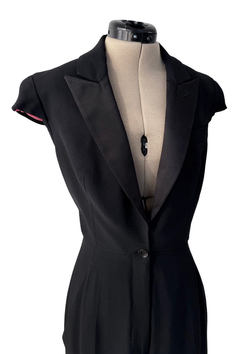 Spring 2008 Alexander McQueen "La Dame Bleue" Black Jumpsuit w Pink Inner Shoulder Detail