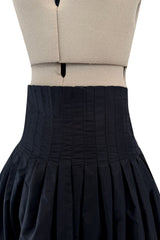 Beautiful 2006 Yves Saint Laurent by Stefano Pilati Silk Black Taffeta Skirt w Corseted Waist