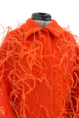 Fall 2019 Valentino by Pierpaolo Piccioli  Orange Wool & Feather Coat