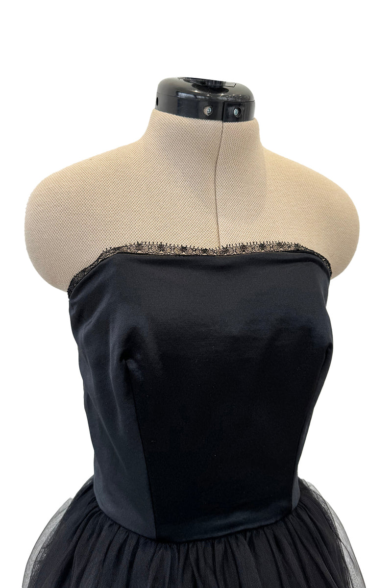 Stupendous c. Fall 1991 Chanel by Karl Lagerfeld Strapless Mini Dress w Full Net Skirt