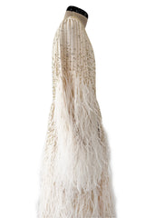 Extraordinary Spring 2020 Valentino by Pierpaolo Piccioli Ivory Silk Beaded Feather Dress