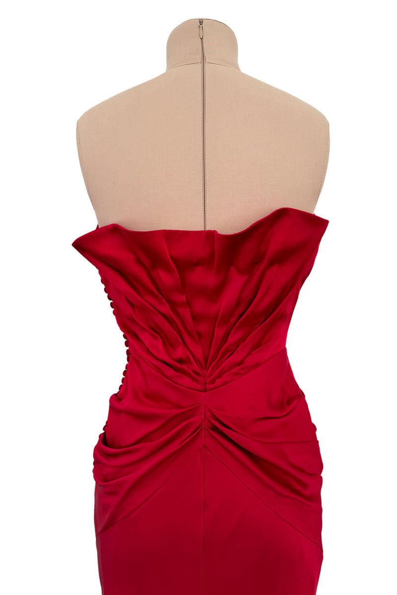 Spring 2008 Christian Dior by John Galliano Runway Look 53 Red Silk Strapless Dress