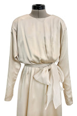 Incredible Spring 1990 Yves Saint Laurent Haute Couture Runway Look 50 Ivory Silk Dress