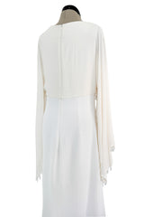 Amazing 2018 Givenchy by Clare Waight Keller White & Ivory Dress w Bead Edged Angel Sleeves