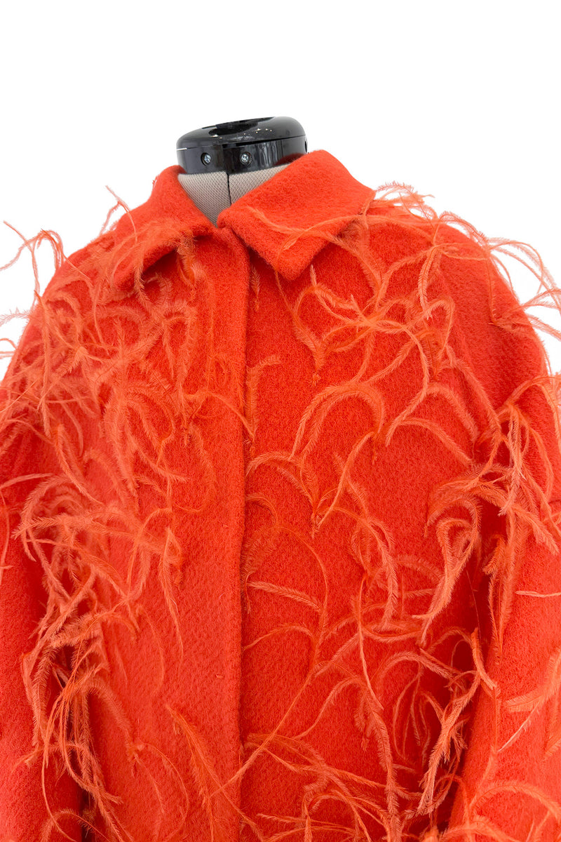 Fall 2019 Valentino by Pierpaolo Piccioli  Orange Wool & Feather Coat