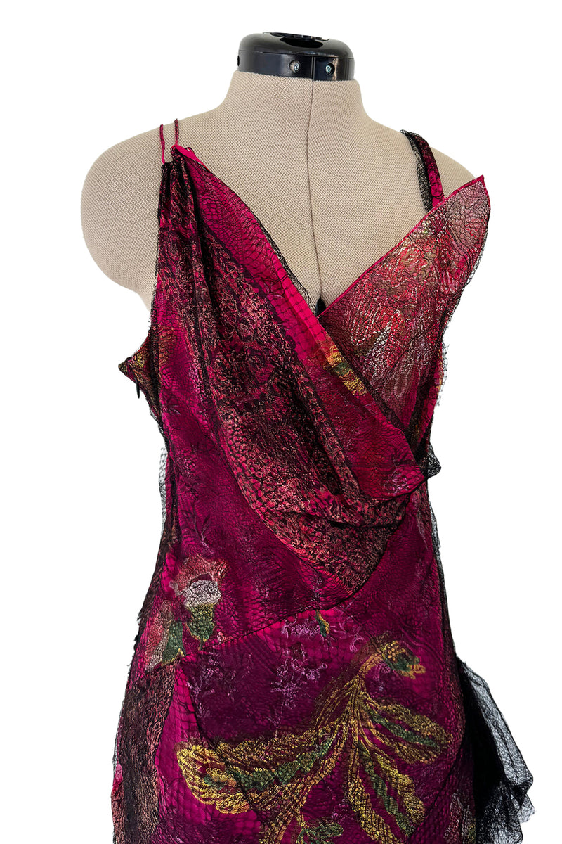 Spring 2001 Christian Lacroix Lace, Silk Chiffon & Net Floral Dress