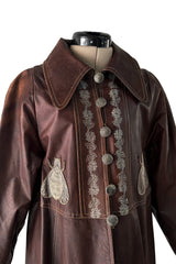 Important Fall 1972 Bill Gibb Debut Collection Brown Leather 'Bee' Jacket