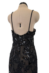 1970s Christian Dior by Marc Bohan Demi-Couture Elaborately Beaded Black Lace Net Dress