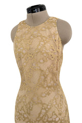 Incredible Spring 2012 Alexander McQueen by Sarah Burton Gold Lace Dress w Full Lower Skirting