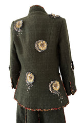 Pre-Fall 2010 Chanel by Karl Lagerfeld Metier D'art Deep Green Suit w Applique