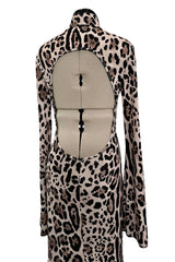 Recent Roberto Cavalli Stretch Jersey Leopard Dress w High Side Slit & Open Back