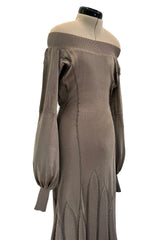 Gorgeous Fall 2004 Alexander McQueen  'Pantheon Ad Lecum' Runway Off Shoulder Knit Dress