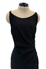 Spring 2004 Valentino Black Silk Bias Cut Dress w Open Side Lace Up Cut Out