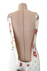 Romantic Spring 2007 Alexander McQueen Stunning Bias Cut Floral Silk Dress w Low Open Back