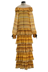 Prettiest Fall 1977 Christian Dior by Marc Bohan Runway On or Off Shoulder Ruffle Dress w Balloon Sleeves