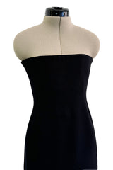 Rare Fall 1995 John Galliano 'Dolores' Collection Sharply Tailored Inner Corset Black Strapless Dress