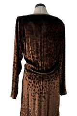 Gorgeous Fall 1986 Yves Saint Laurent Runway Plunge Silk Velvet Leopard Dress