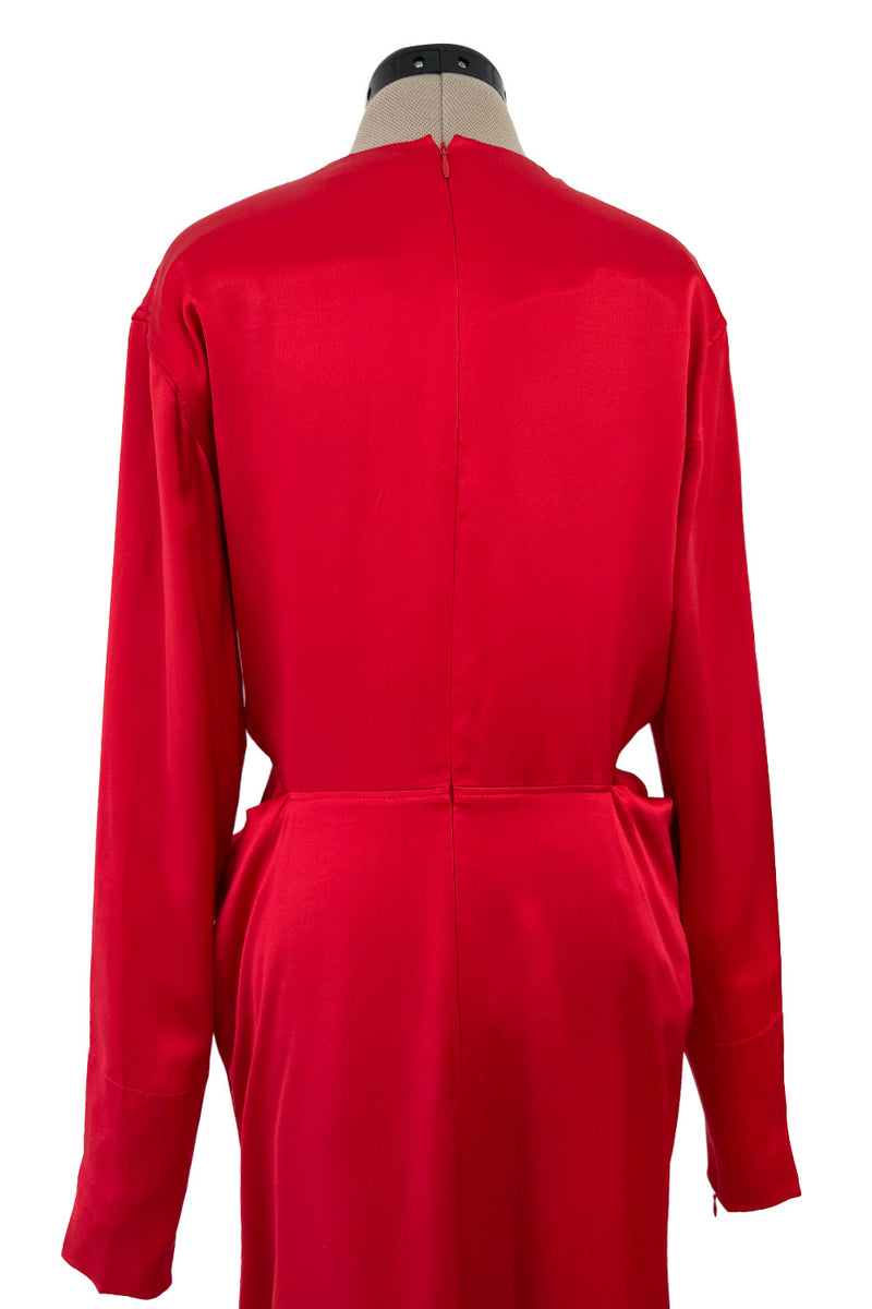 Pre-Fall 2017 Celine by Phoebe Philo Red Silk Dress w Front Knotted Detail