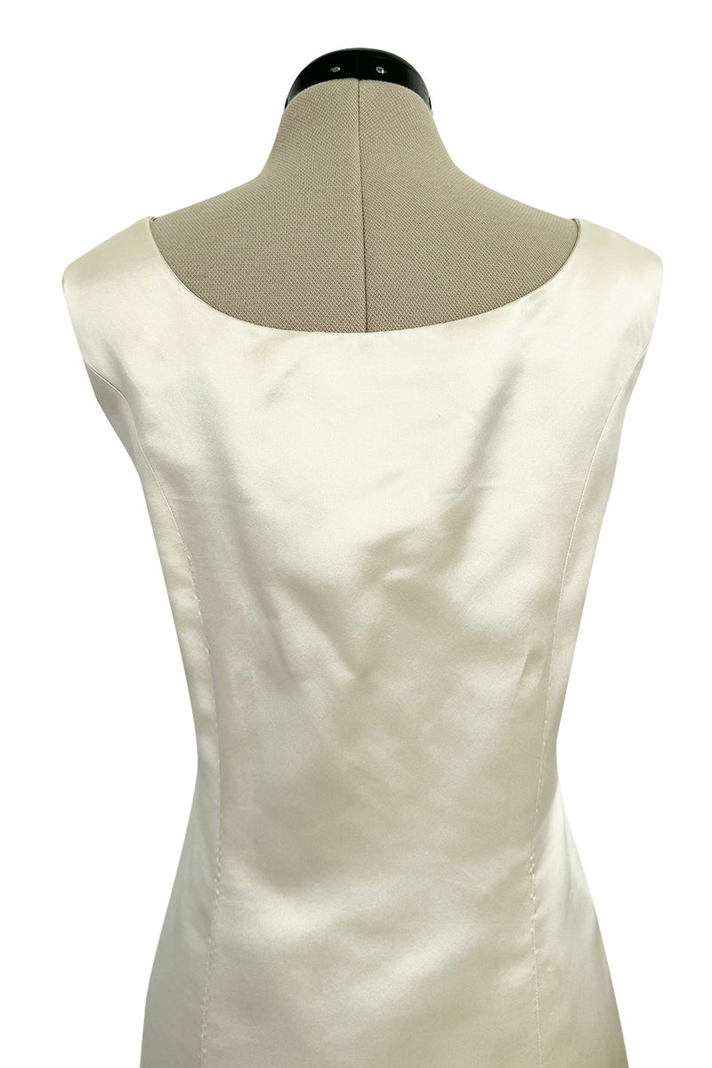 Incredible 1960s Philippe Venet Hand Made Haute Couture Ivory Silk Wrape Over Inner Structural Dress