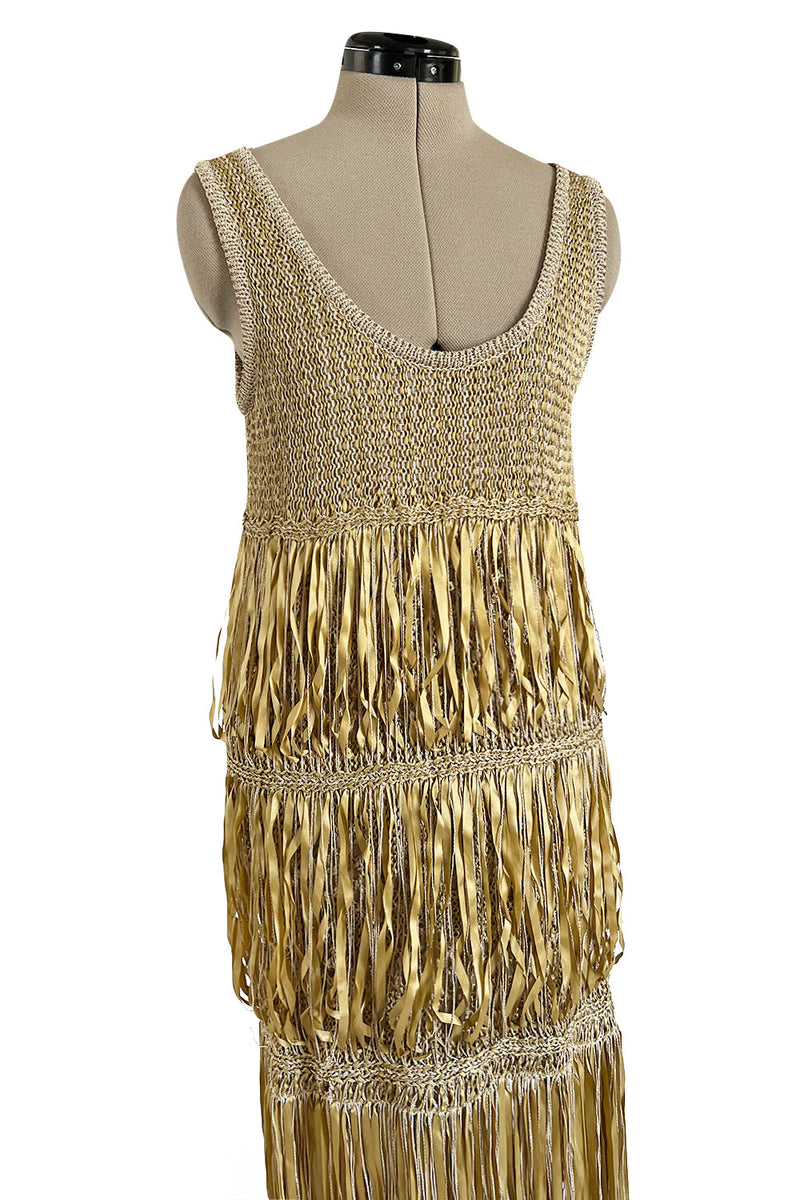 Dreamiest Cruise 2011 Chanel by Karl Lagerfeld Gold Ribbon & Metallic Gold Cord Knit Dress