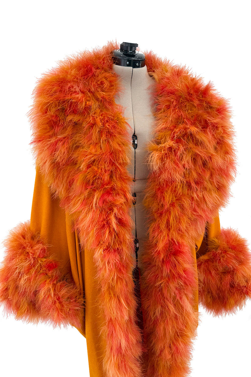 Extraordinary Fall 1985 Jean Patou Haute Couture by Christian Lacroix Feather Trim Cocoon Coat