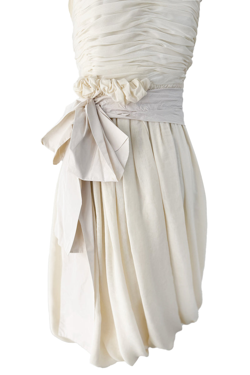 Fall 2006 Chloe Ivory Dress Silk Chiffon Strapless Dress w Sash Waist Detail