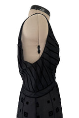 Fabulous Fall 1995 Karl Lagerfeld Runway Black Net Dress w Velvet Detailing