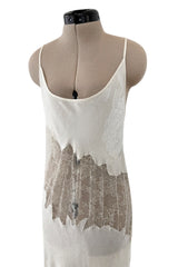 Prettiest 1990s Valentino Ivory Bias Cut Silk Lace Slip w Lace Inset & Floral Weave