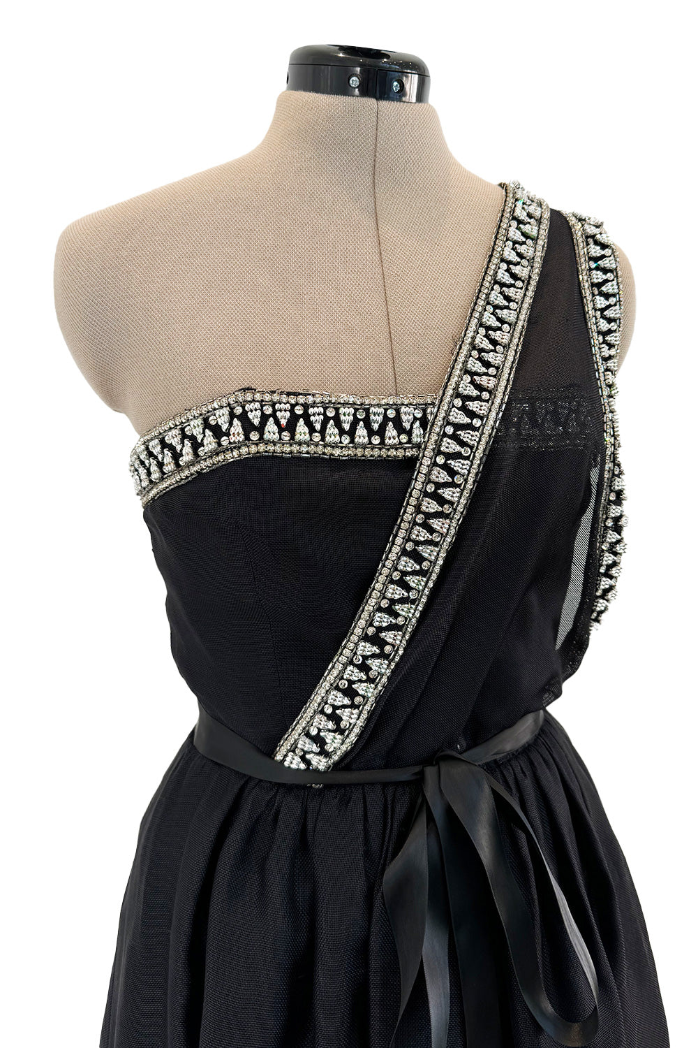 Incredible 1970s Givenchy Demi Couture One Shoulder Silk Gazaar Dress Shrimpton Couture