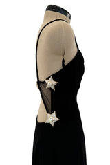 Fantastic Spring 1993 Valentino Runway Star Dress w Open & Mesh Back