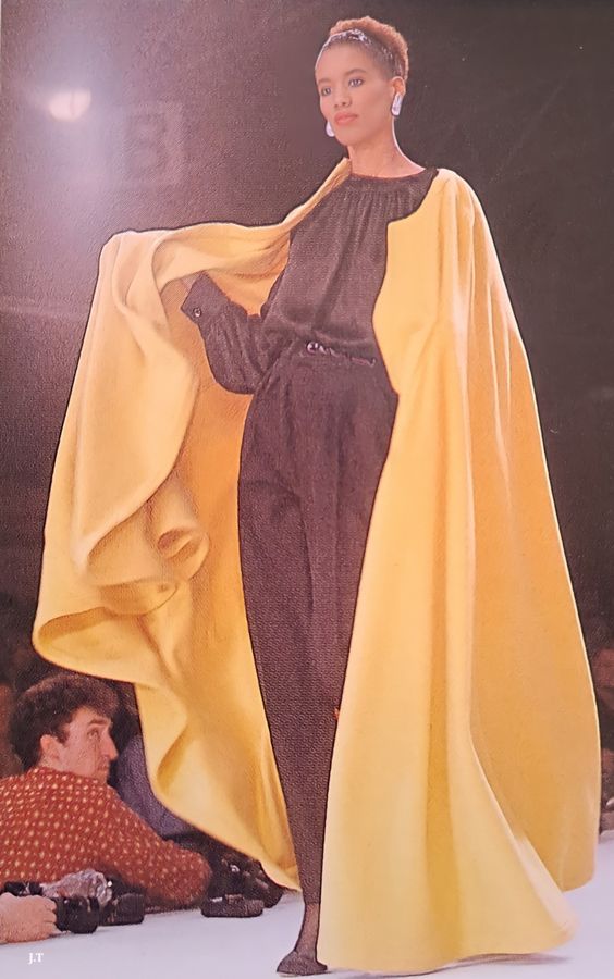 Fall 1988 Yves Saint Laurent Deep Yellow Full Length Wool Cape