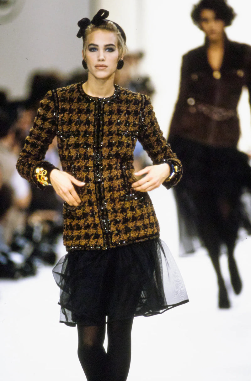 Stupendous c. Fall 1991 Chanel by Karl Lagerfeld Strapless Mini Dress w Full Net Skirt