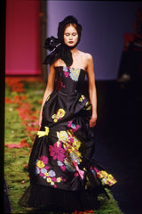 Spectacular Fall 1999 Christian Lacroix Runway Strapless Floral Silk Brocade Dress