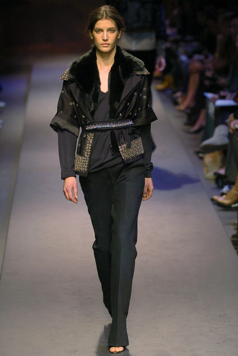 Amazing Fall 2004 Prada Runway Look 37 Black Silk Beaded & Embroidered Jacket