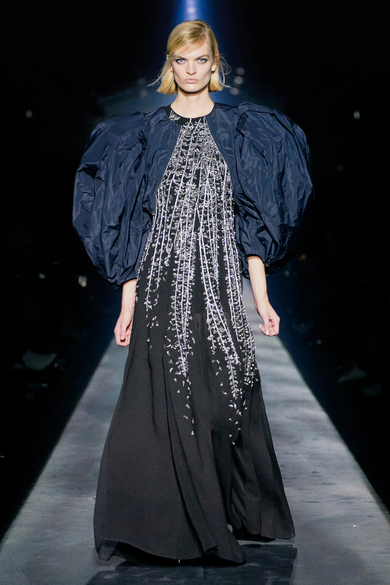 Fall 2019 Givenchy Final Look Silver Sequin Embroidered Dress with Full Skirt