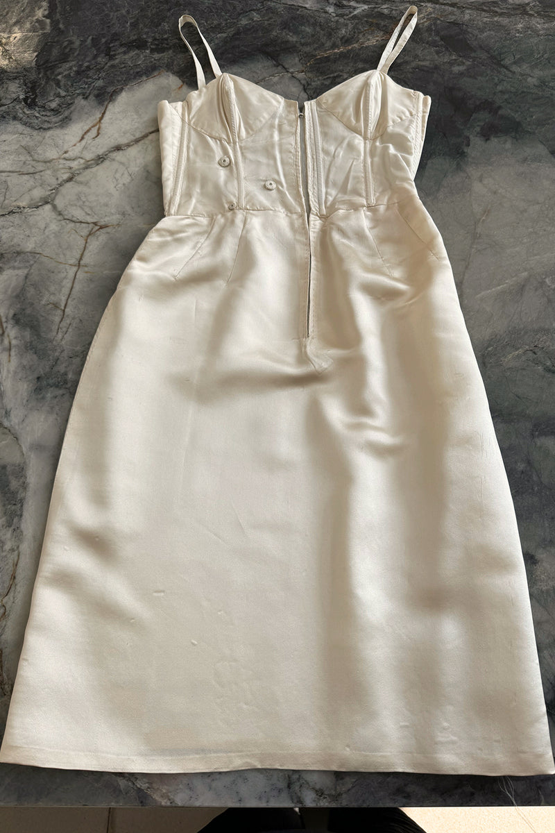 Incredible 1960s Philippe Venet Hand Made Haute Couture Ivory Silk Wrape Over Inner Structural Dress