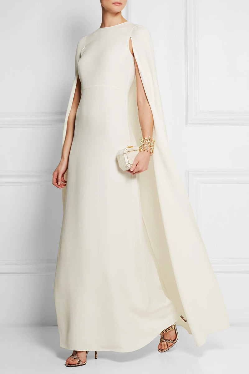 Resort 2015 Look 78 Valentino by Pierpaolo &  Piccioli & Maria Grazia Chiuri Ivory Caped Sleeve Silk Dress