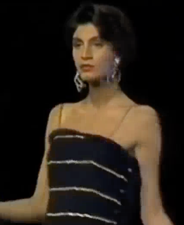 Incredible Spring 1988 Chanel by Karl Lagerfeld Runway Black Pleated Silk Chiffon Dress w Chain Detailing