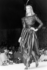 Prettiest Fall 1979 Christian Dior by Marc Bohan Black Silk Lace Net Dress w White  Sequins & Bows