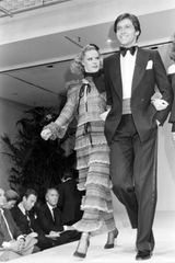 Prettiest Fall 1977 Christian Dior by Marc Bohan Runway On or Off Shoulder Ruffle Dress w Balloon Sleeves