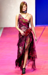 Spring 2001 Christian Lacroix Lace, Silk Chiffon & Net Floral Dress