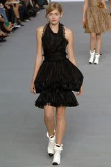 Spring 2006 Chanel by Karl Lagerfeld "Coco Meets James Dean" Look 50 Silk Pouf Dress w Lace