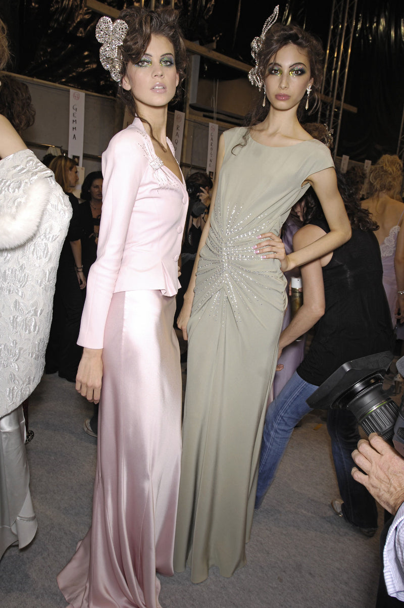 Spring 2008 Christian Dior by John Galliano Runway Look 33 Pale Pink Jacket & Bias Cut Skirt Suit Set