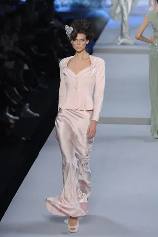 Spring 2008 Christian Dior by John Galliano Runway Look 33 Pale Pink Jacket & Bias Cut Skirt Suit Set