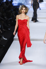 Important Spring 2008 Christian Dior by John Galliano Runway Look 53 Red Silk Strapless Dress