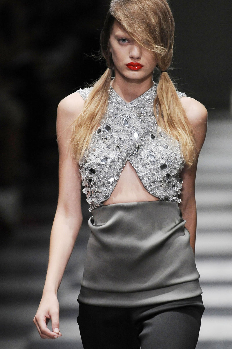 Spring 2010 Prada by Miuccia Runway Look 13 Criss Cross Top w Extensive Crsytal Detailing