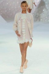 Spring 2012 Chanel by Karl Lagerfeld Pale Pink Knit Dress w Front Flower Detail