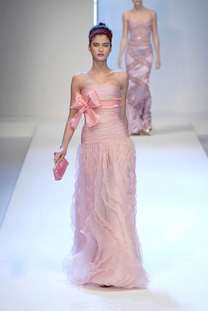 Spring 2007 Valentino Runway Look 57 Runway Pale Pink Silk Chiffon Ruffle Dress